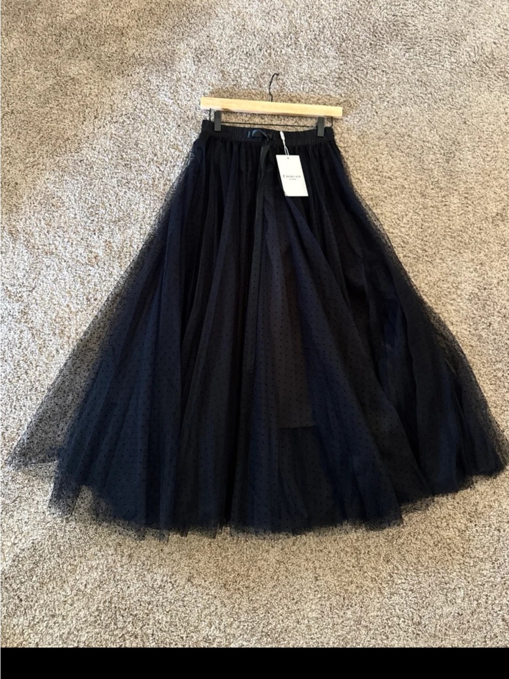 NWT CHOKLATE PARIS Aria skirt in dotted tulle in Black size Medium - Picture 9 of 12